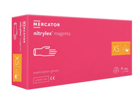  Mercator Nitrylex Magenta Rękawiczki jednorazowe nitrylowe XS 100 szt. Różowe
